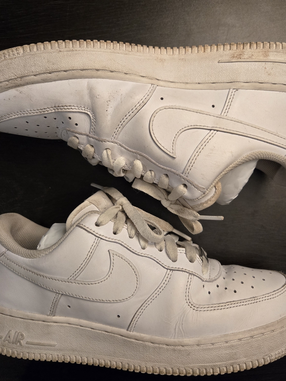 Nike Womens 10.5 Air Force One AF1 Low Sneakers White Leather Lace Up Low Top